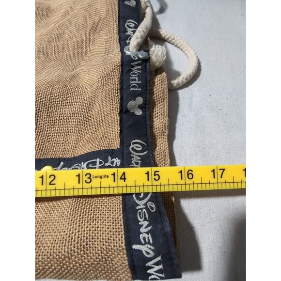 Walt DIsney World Tote Bag Burlap 16.5 X 5 X 15 With Rope Handles Disney World - Picture 5 of 5